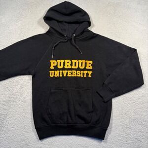 Vintage 80s Artex Purdue University Hoodie NCAA Black Sweatshirt S‎ Made in USA